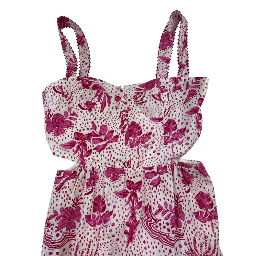 NWT Zara Women's L Strappy Floral Cut-Out Maxi Dress Pink White Resort Tropical - Picture 10 of 14